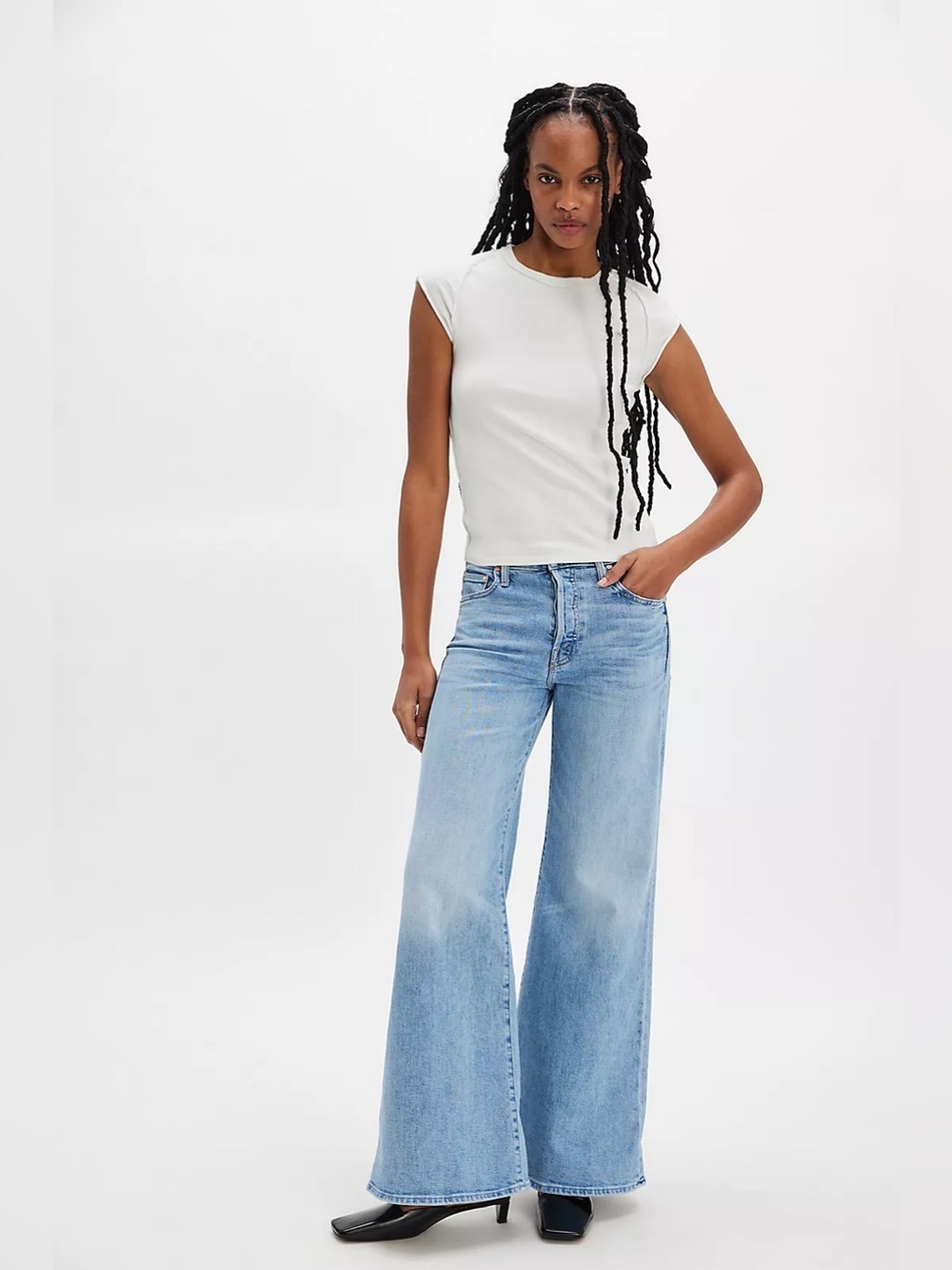 MOTHER Superior The Tomcat Roller High Rise Wide Leg Jeans/faded wash 31 NWT - Picture 2 of 13